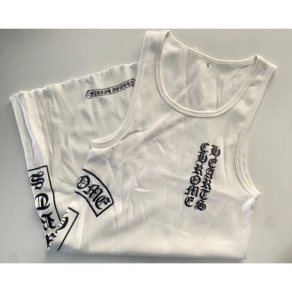 Chrome Hearts White 'Vertical Letters' Tank - Picture 1 of 9